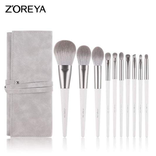 Silver Makeup Brushes Set