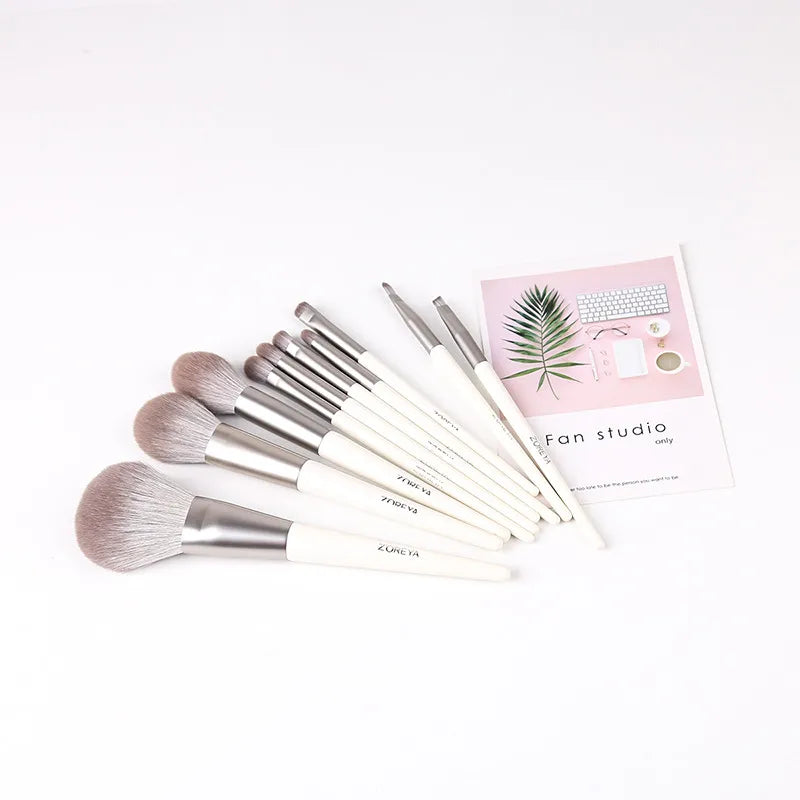 Silver Makeup Brushes Set