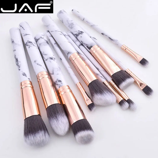 10 PCS Marble Pattern Makeup Brushes with Cylinder Tube Storage