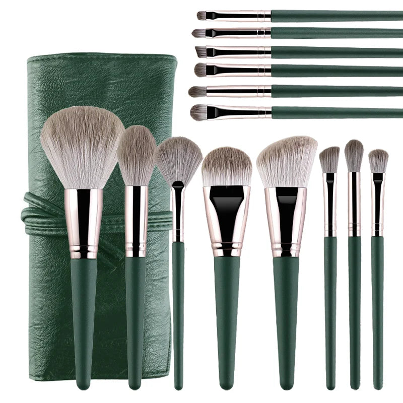 20 Piece Makeup Brush Set with Leather Case Complete Portable Collection - Travel Brush Collection