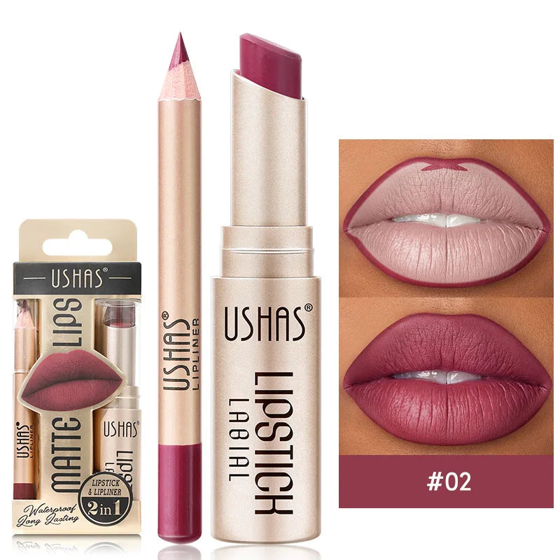Lip Liner + Lipstick Set Luxurious Long Lasting Combo Pack - Luxury Lip Collection