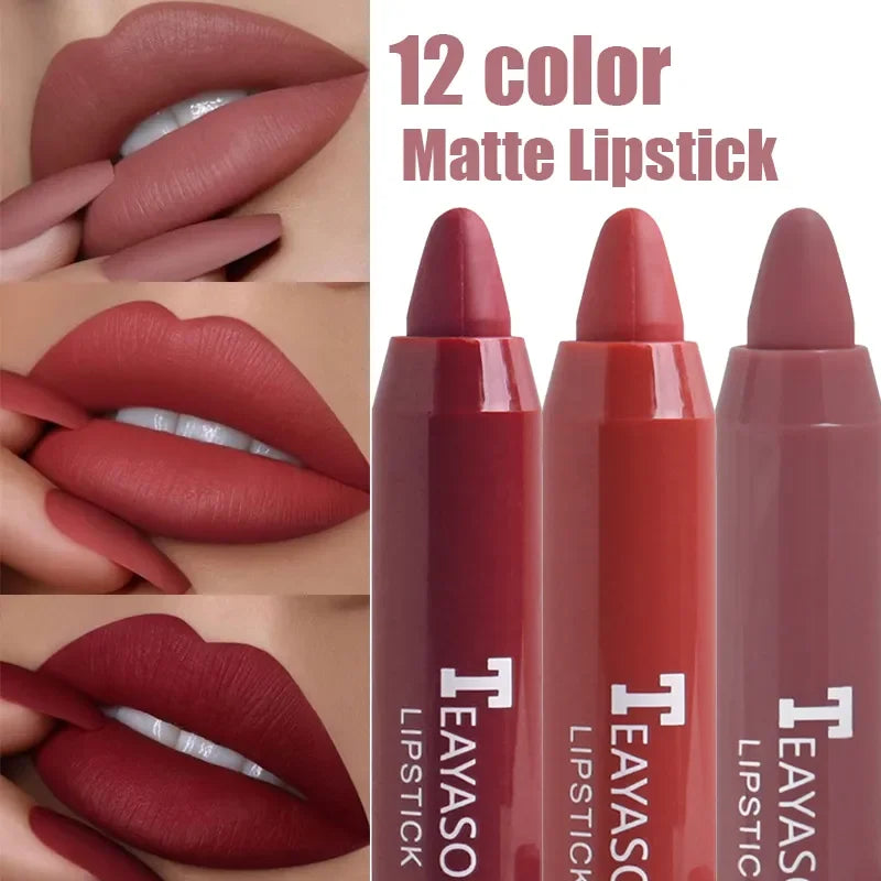 Long Lasting Matte Lipstick Velvet Waterproof Formula 12 Colors - Velvet Lip Color