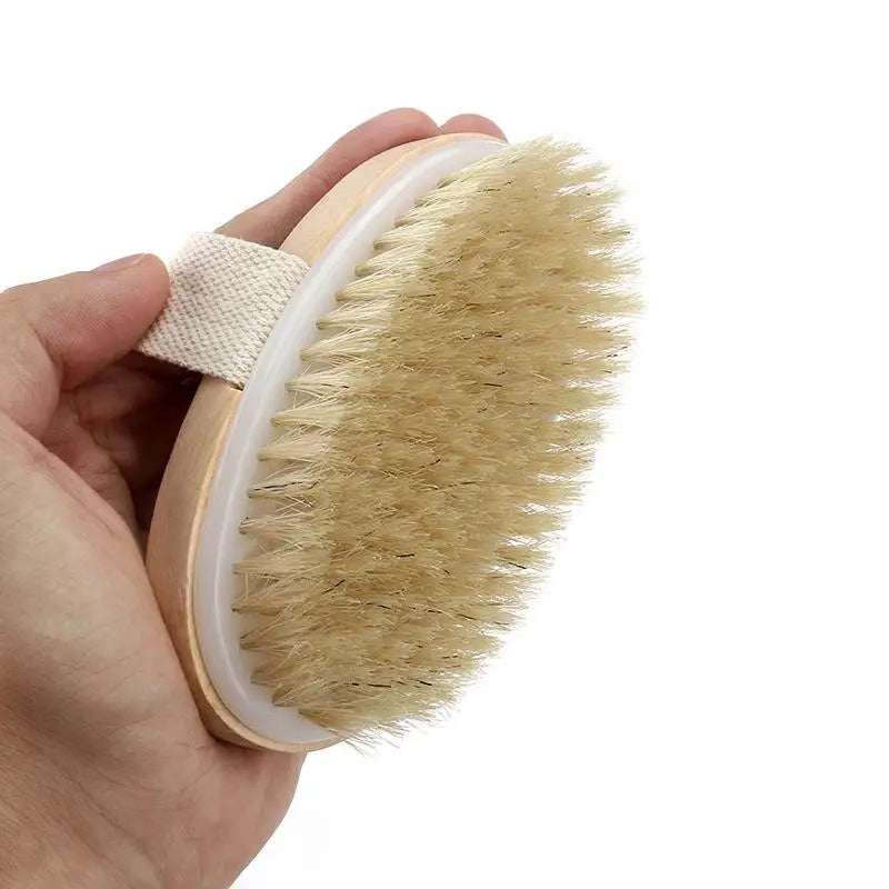 Soft Natural Bristle Dry Skin Body Brush Wooden Ergonomic Design - Body Exfoliation Care